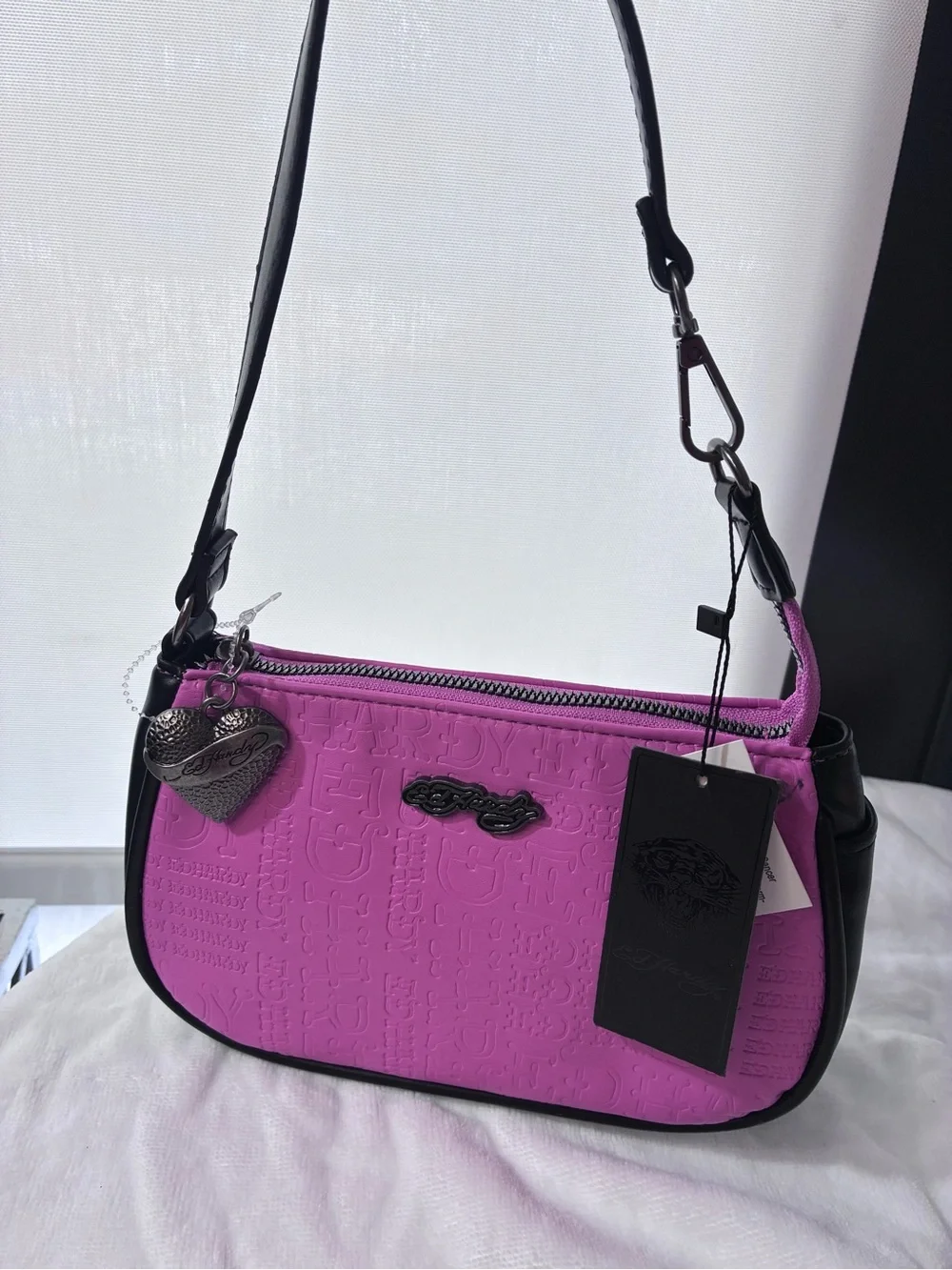 Ed Hardy Pink Graphic Shoulder Bag Y2K Style